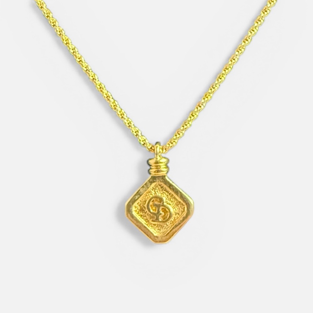Christian Dior Necklace Women Gold EUC Vintage CD Logo Pendant Rope Chain